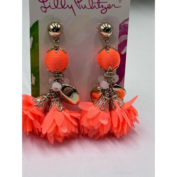 Lilly Pulitzer "Full Bloom" Earrings in Tangelo Orange Style #: 004703 40 New - Picture 5 of 7